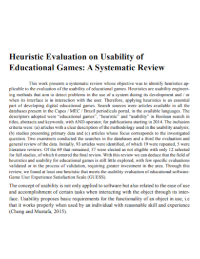heuristic educational usability evaluation