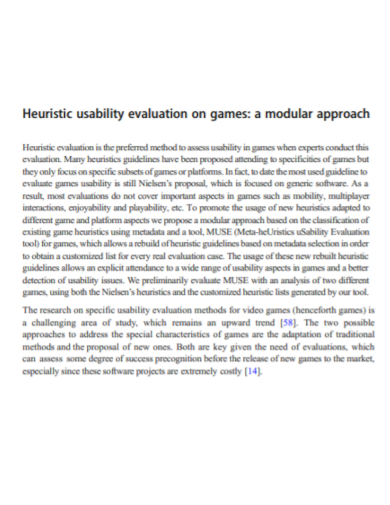 heuristic games usability evaluation