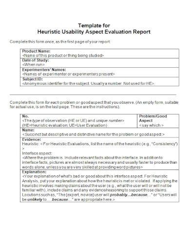 heuristic usability aspect evaluation report