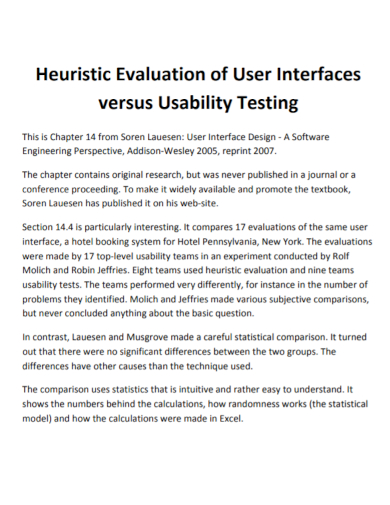 heuristic usability testing evaluation