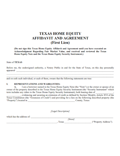home equity affidavit of agreement