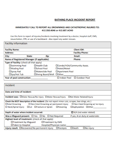 hotel bathing place incident report