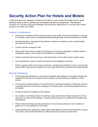 hotel security action plan