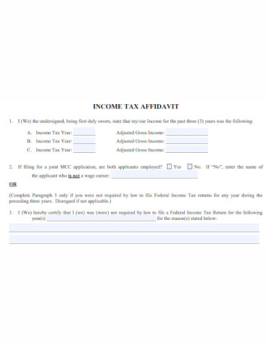 income tax affidavit