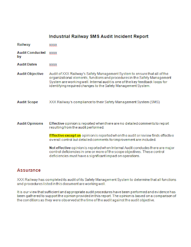 industrial audit incident report