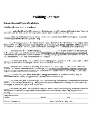 initial acceptance training contract