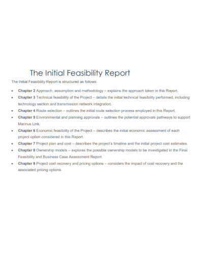 initial network feasibility report