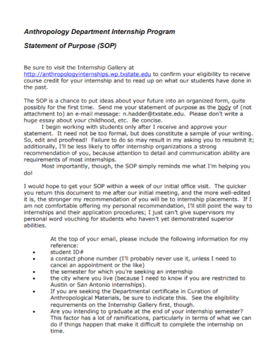 internship program statement of purpose
