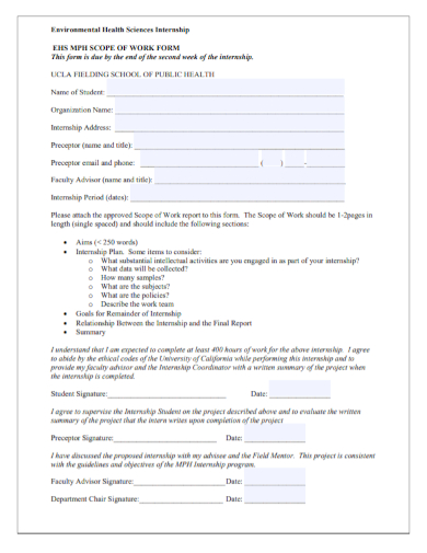 internship scope of work form