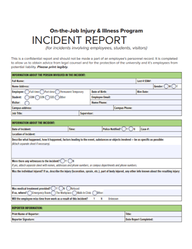job injury incident report