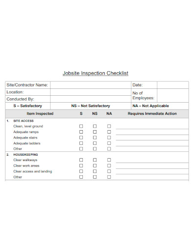 job site inspection checklist