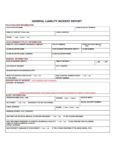 liability insurance incident report