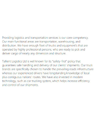 logistics strategic company profile