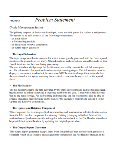 Problem statement for project management system