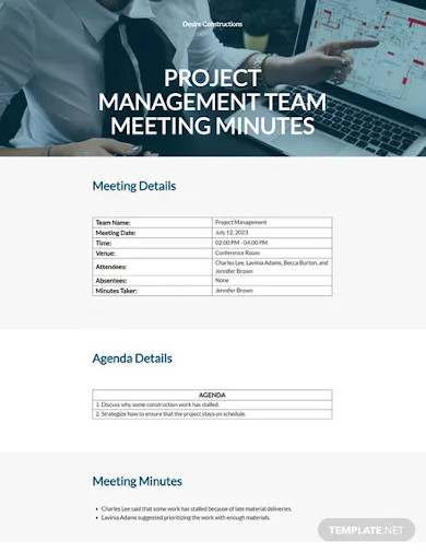 management team meeting minutes sample