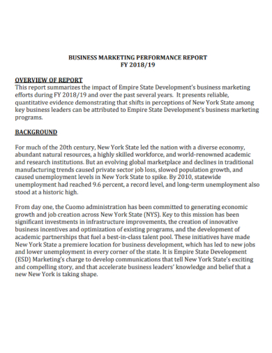 marketing business performance report
