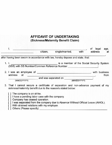 maternity affidavit of undertaking