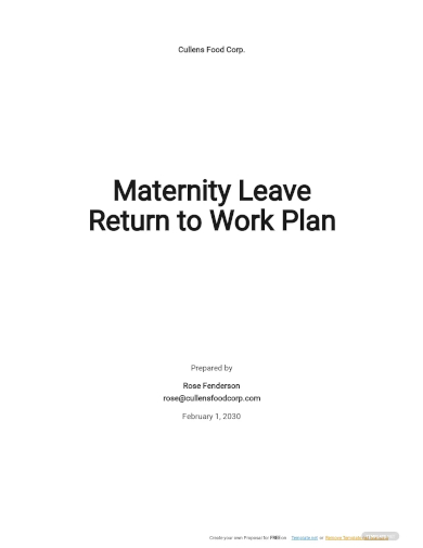 maternity leave return to work plan template