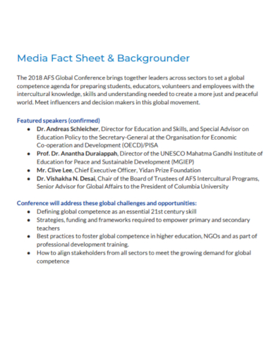 media backgrounder fact sheet