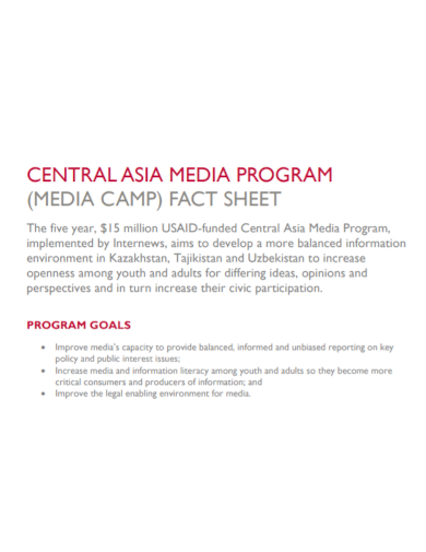 media program fact sheet