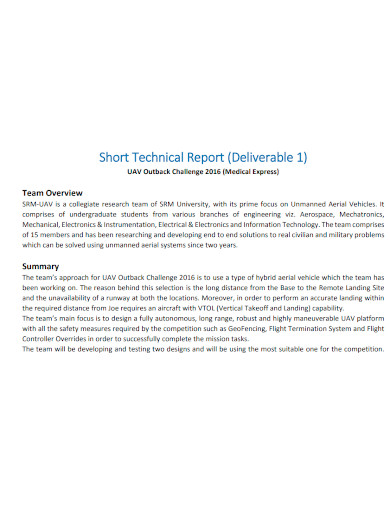 medical short technical report