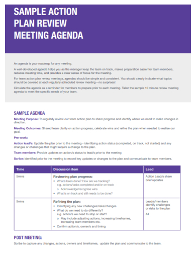 meeting agenda review action plan