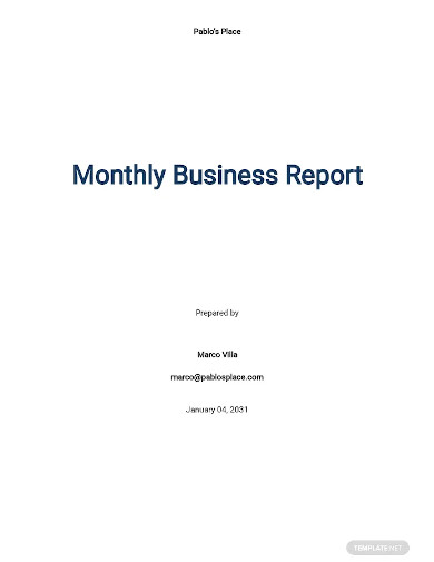 monthly business report sample