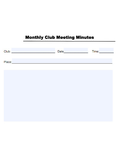 monthly club meeting minutes