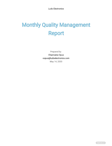 monthly quality management report template