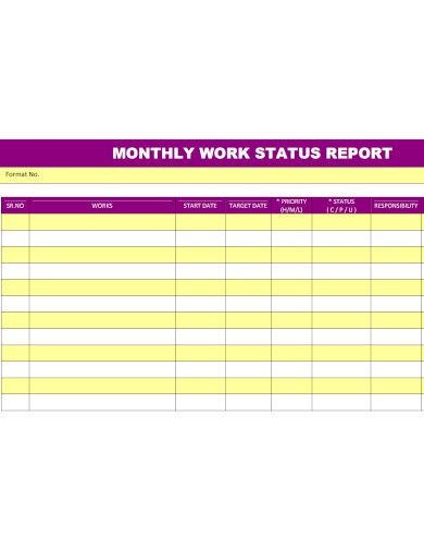 monthly work status report