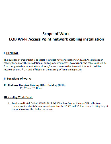 network installation scope of work