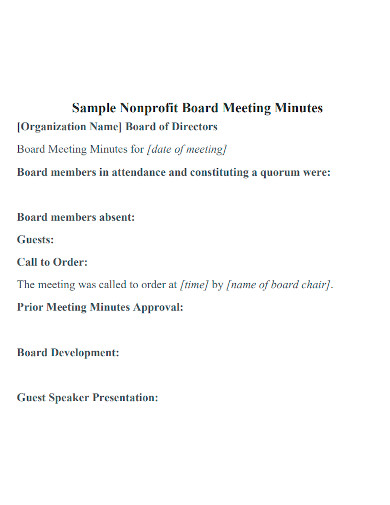 non profit board meeting minutes