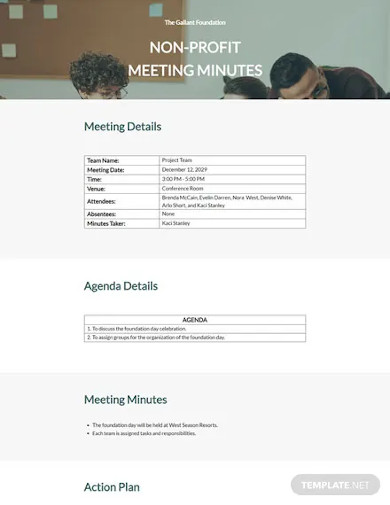 nonprofit meeting minutes sample