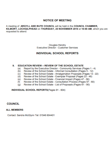 notice of individual school meeting report