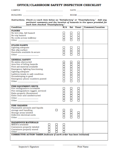 FREE 10+ Office Safety Inspection Checklist Samples [ Health, Workplace ...