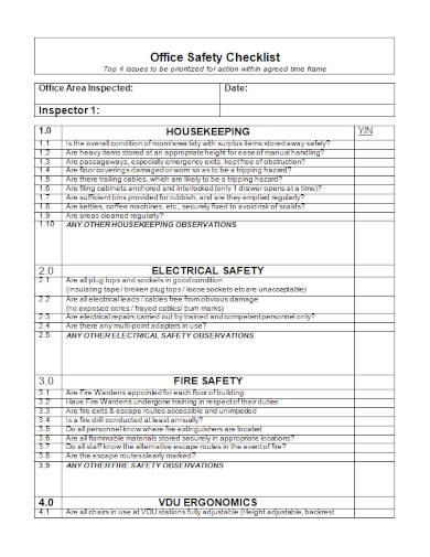 office electrical safety checklist