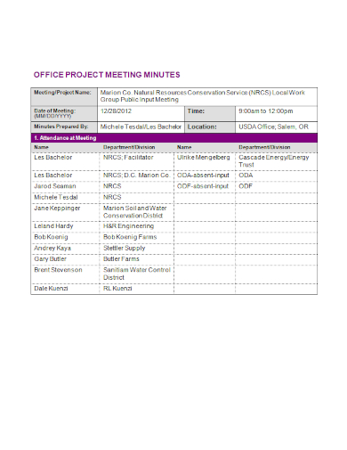 office project meeting minutes