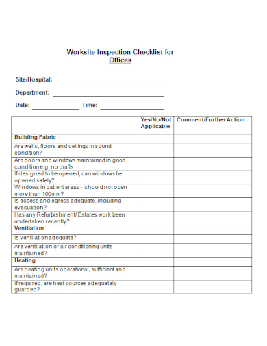office worksite inspection checklist