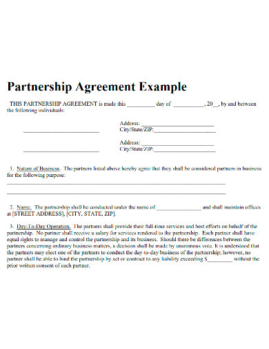 partnership profit sharing agreement format