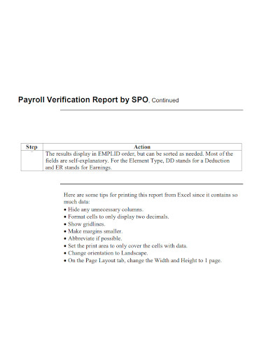 payroll verification report sample