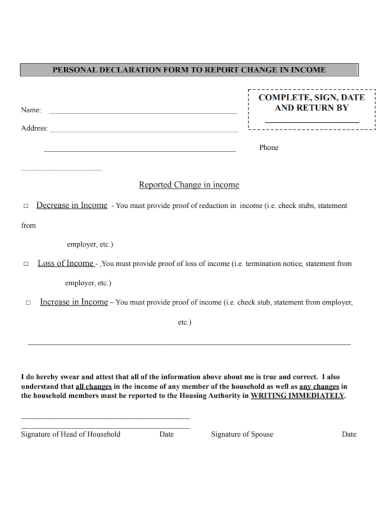 personal declaration statement form