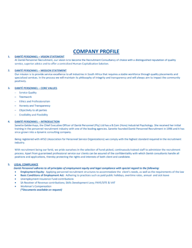 personnel recruitment company profile