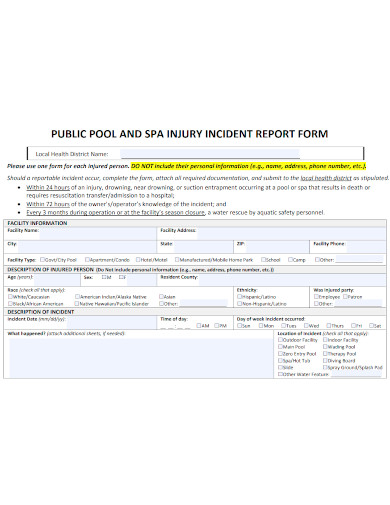 pool and spa injury incident report