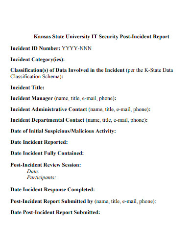 post security incident report sample