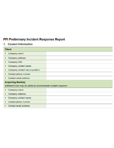 preliminary incident response report