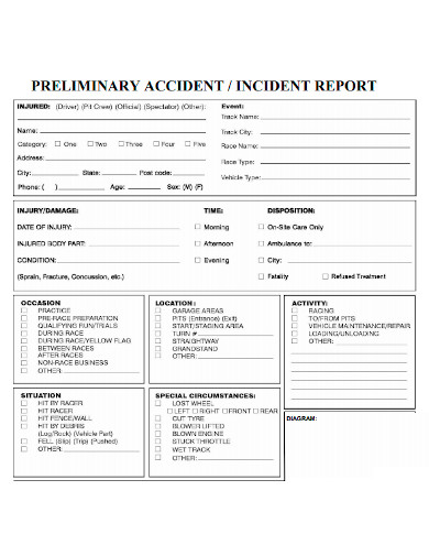 preliminary incident or accident report