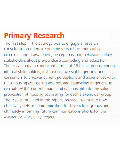 primary research report sample