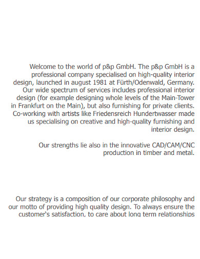 prinatble interior design company profile