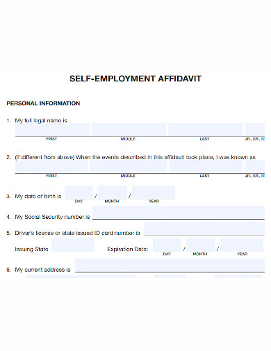 printable affidavit of self employment