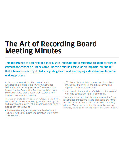 printable board meeting minutes